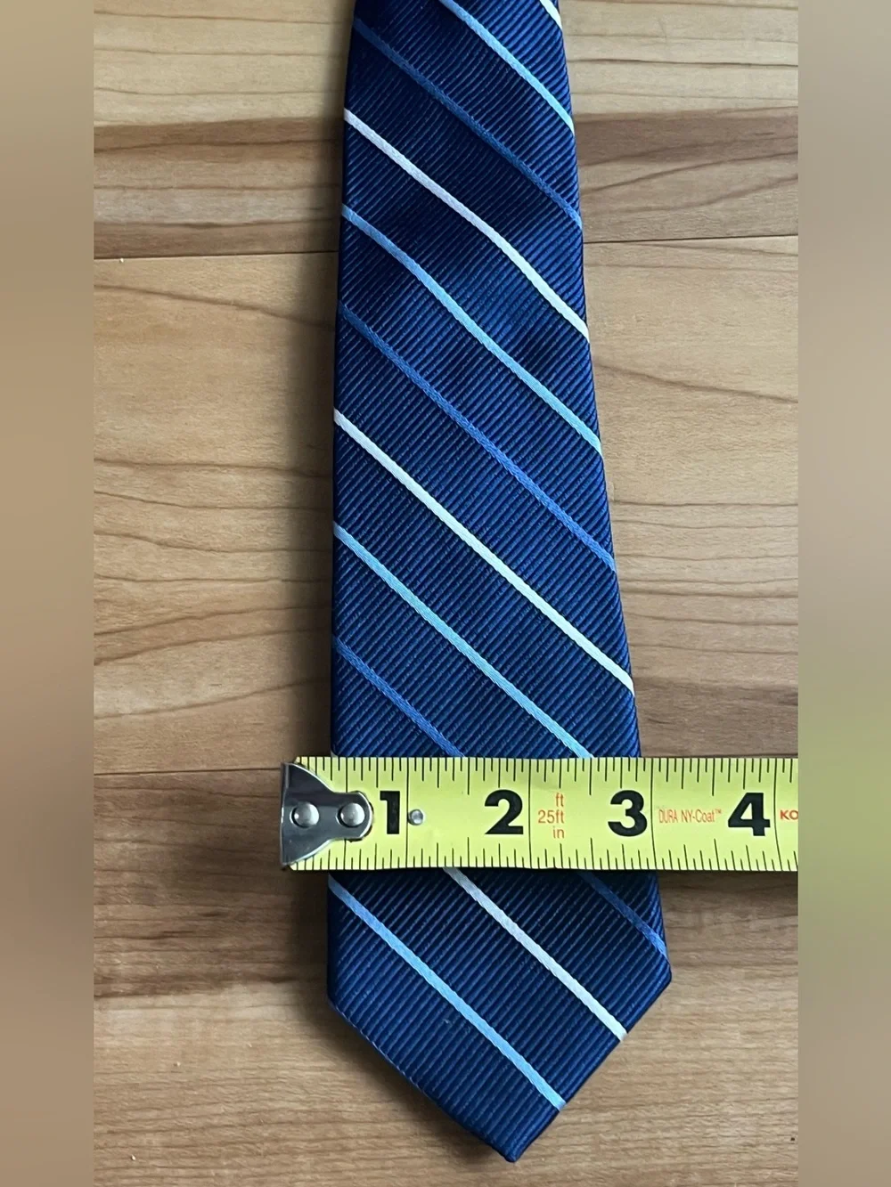 Club Room Boys Navy Blue Striped Pre-Tied Zipper Necktie